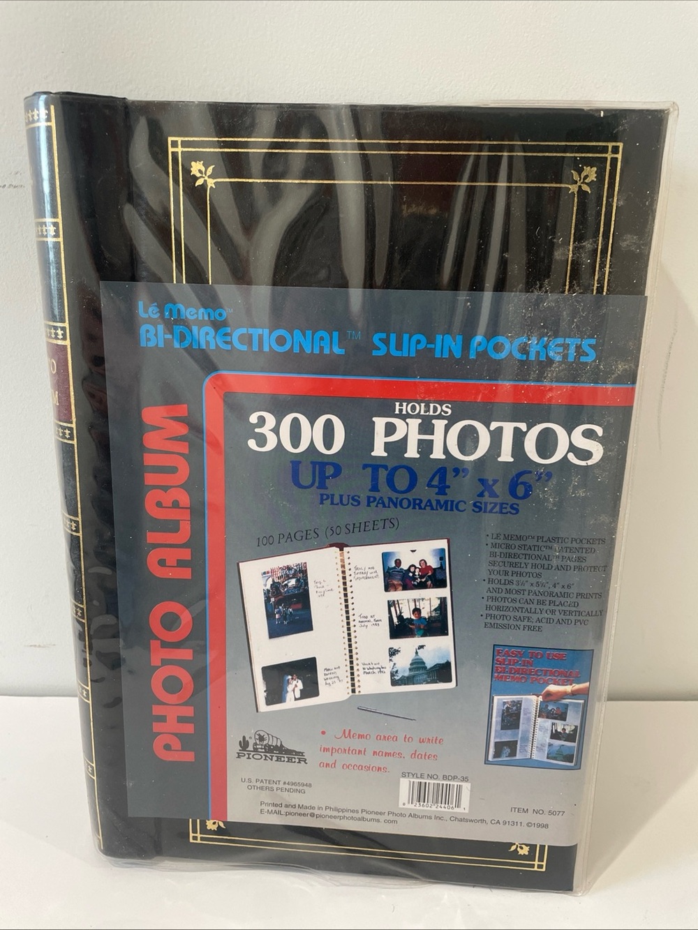 1998 Vintage Pioneer Picture Photo Album Slip In Pocket 4x6 300+ Black NOS